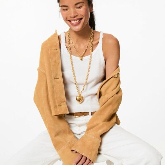 NWOT. $85 Roxanne Assoulin The Mini Puffy Heart Necklace in Gold Sz Small - Picture 11 of 11